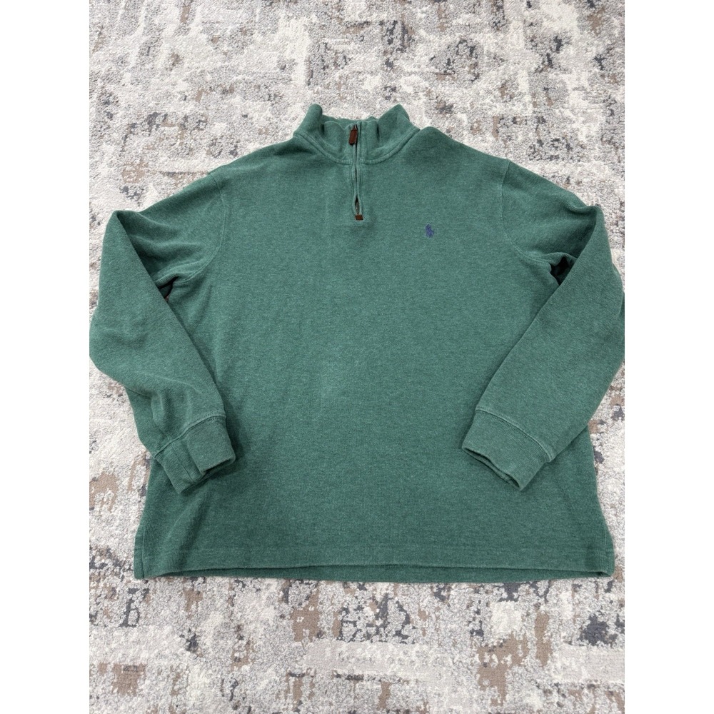 POLO Ralph Lauren 1/4 Zip Long Sleeve Pullover Sweatshirt Green Preppy‎ Men's L